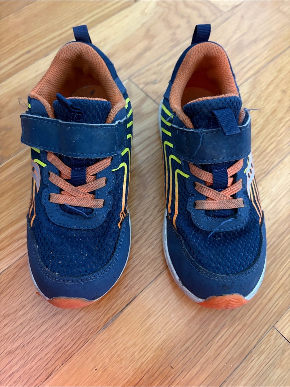 Saucony Navy and Orange Kids Athletic Sneakers